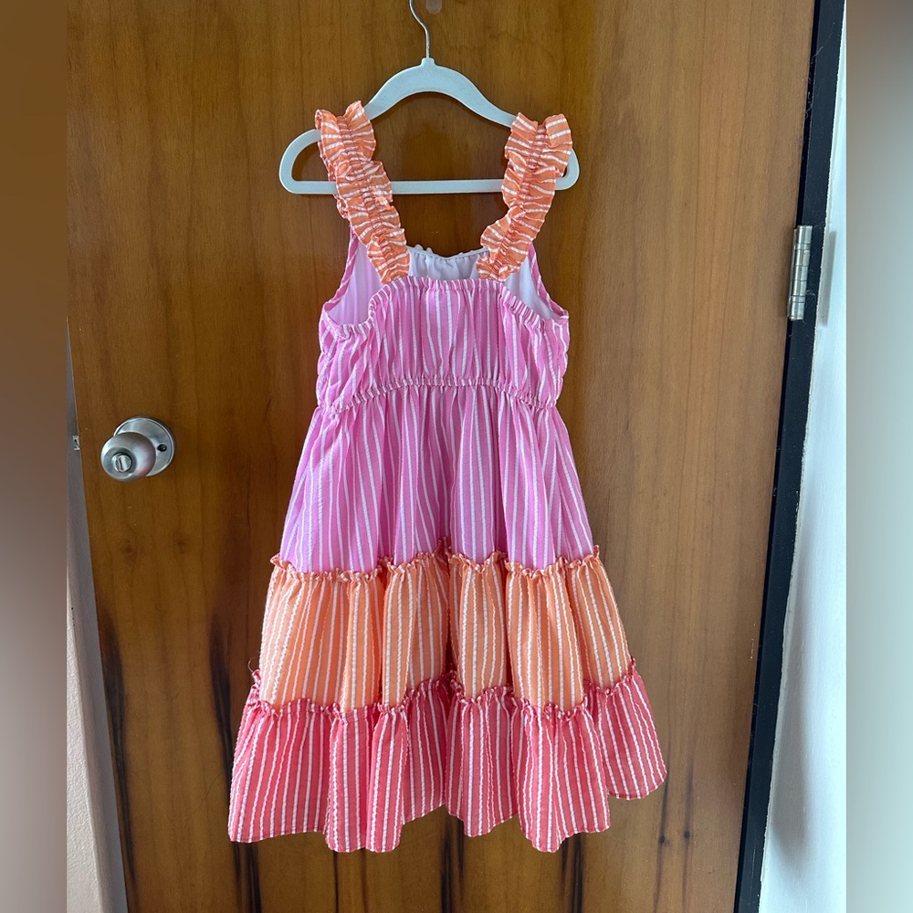 Pink and Orange Striped Kids Dress